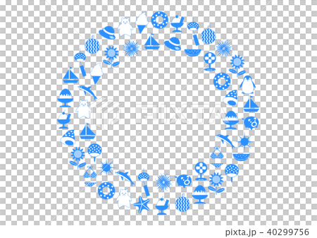 Summer image illustration frame round blue Summer image illustration frame round blue 40299756