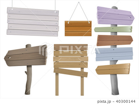 Set of vintage wooden signposts 40300144