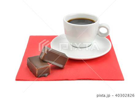 cup of coffee and chocolate candy isolated  40302826