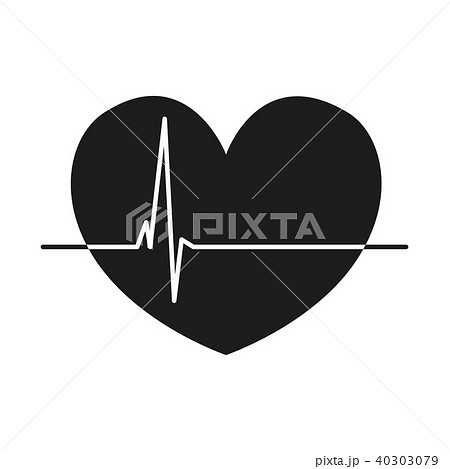 Black and white healthy heart cardiogram 40303079