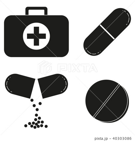 Black and white first aid kit content set 40303086