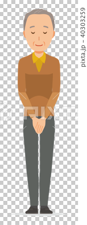 一個穿棕色衣服的老人鞠躬 40303259