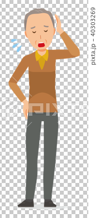 茶色い服を着た高齢男性が疲れている 40303269