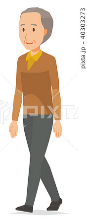 茶色い服を着た高齢男性が歩いている 40303273