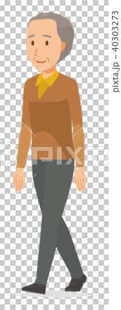茶色い服を着た高齢男性が歩いている 40303273