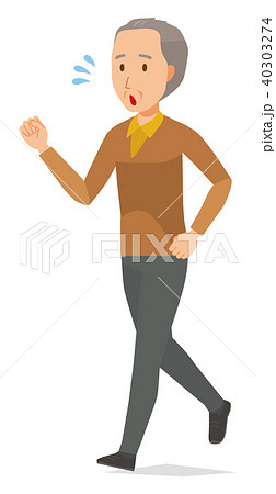 茶色い服を着た高齢男性が走っている 40303274