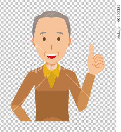 一位穿著棕色衣服的老人正在做一個好兆頭 一位穿著棕色衣服的老人正在做一個好兆頭 40303322