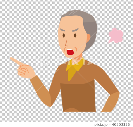 一位穿棕色衣服的老人生氣,指著一根手指 一位穿棕色衣服的老人生氣,指著一根手指 40303336