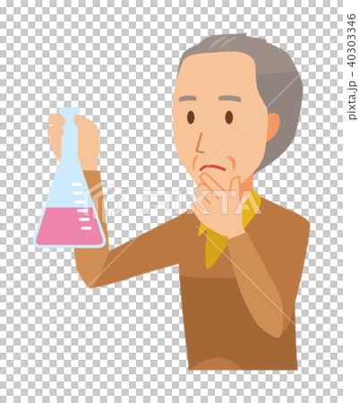 An elderly man in brown clothes has an Erlenmeyer flask An elderly man in brown clothes has an Erlenmeyer flask 40303346