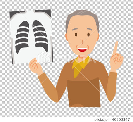茶色い服を着た高齢男性がレントゲン写真を持っている 茶色い服を着た高齢男性がレントゲン写真を持っている 40303347