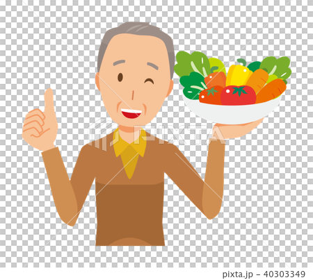 一個穿棕色衣服的老人有蔬菜 40303349
