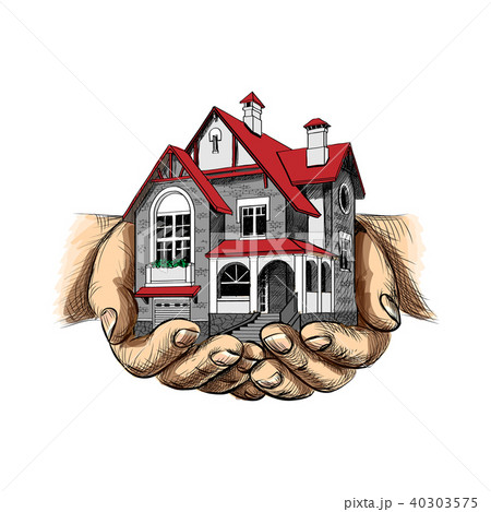 house in human hands on a white background 40303575