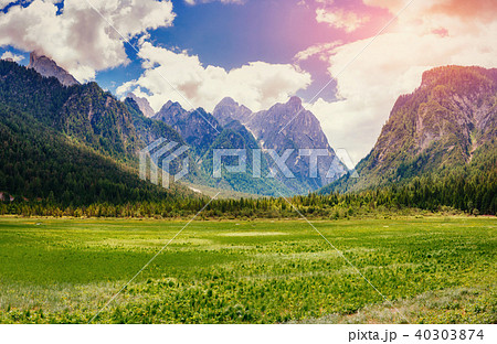 Rocky Mountains at sunset. Dolomite Alps Italy Rocky Mountains at sunset. Dolomite Alps Italy 40303874