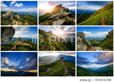 Comfortable houses at sunset. Comfortable houses at sunset. 40304208