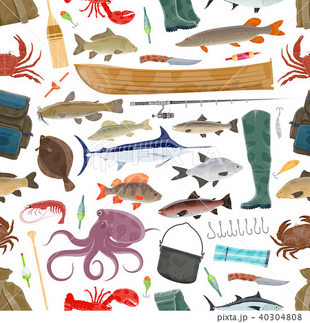 Vector fisherman sport and fishing fish pattern Vector fisherman sport and fishing fish pattern 40304808