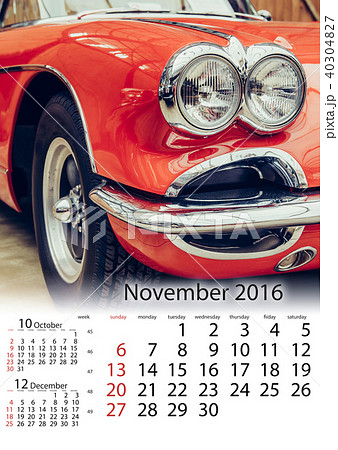 Calendar November 2016 - vintage transport retro car. Calendar November 2016 - vintage transport retro car. 40304827