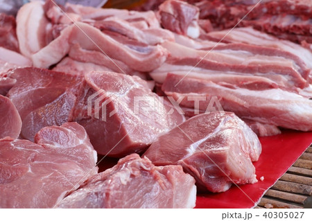 fresh pork at market fresh pork at market 40305027