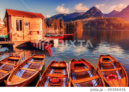 Sunrise. Fantastic Shtrbske Pleso High Tatras. Slovakia, Europe 40306436
