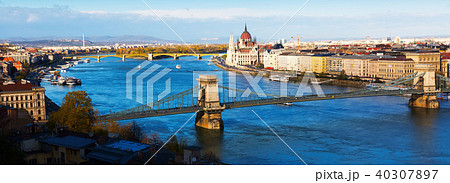 Panorama with Chain Bridge and Parliament of Budapest Panorama with Chain Bridge and Parliament of Budapest 40307897