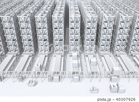 大型自動物流センターのインテリアのホワイトェーディングイメージ。 40307926