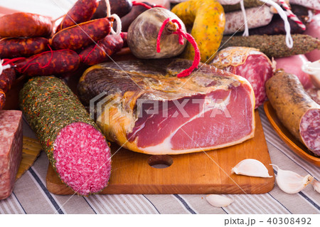 Variety of meats on table Variety of meats on table 40308492