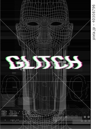 Glitch Screen. The face of the man who screams! 40308796