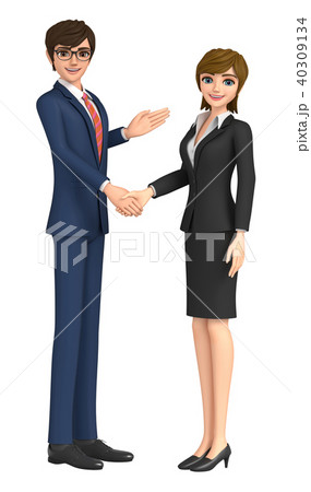 3d イラスト 握手をする二人のビジネスマンのイラスト素材