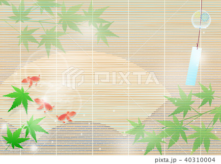 涼しげな青紅葉と金魚 風鈴 夏イメージ 涼しげな青紅葉と金魚 風鈴 夏イメージ 40310004