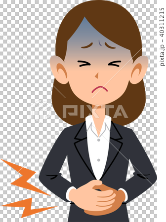 スーツを着用した働く女性の病気の症状 腹痛 スーツを着用した働く女性の病気の症状 腹痛 40311215
