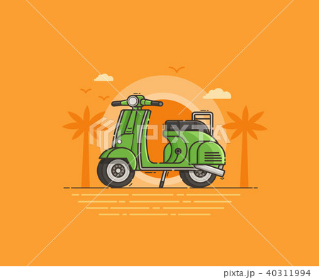 Green Scooter on Sea Shore 40311994