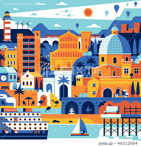 Summer Mediterranean Town Poster 40312004