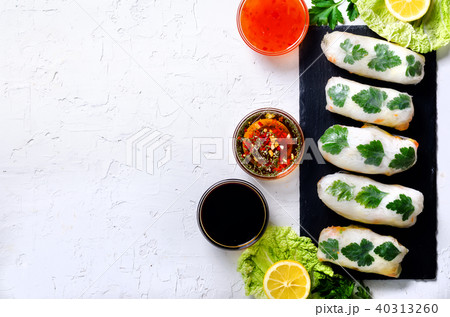 Fresh Vietnamese, Asian, Chinese food frame on 40313260