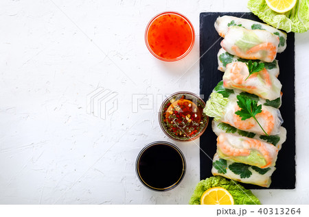 Fresh Vietnamese, Asian, Chinese food frame on 40313264