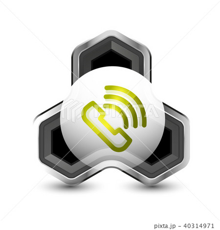Old fashioned phone button, call center support icon 40314971