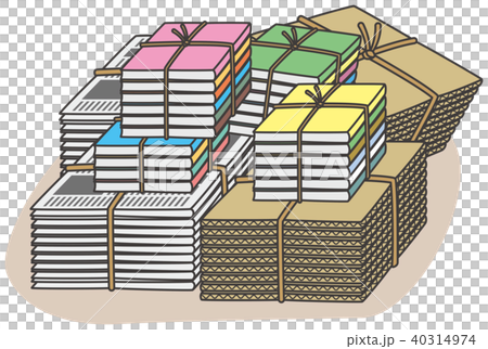 資源垃圾紙堆的圖像插圖 40314974