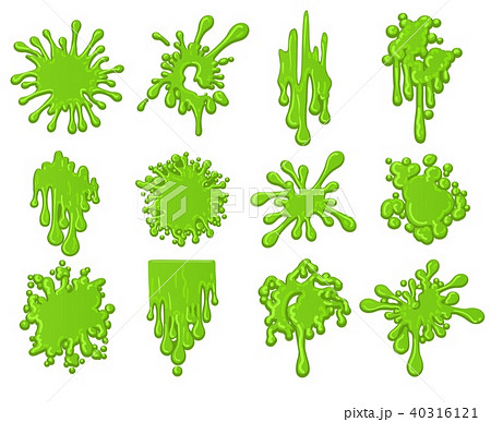 Green Slime Splats Setのイラスト素材