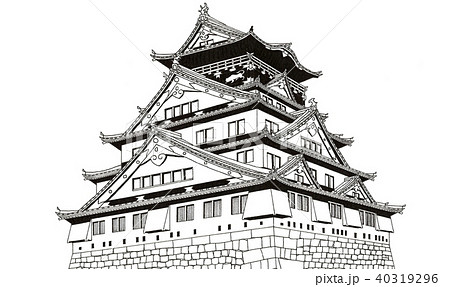 大阪城 手描き のイラスト素材