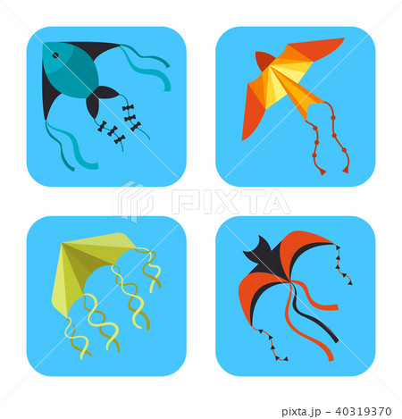 Flying kite snake serpent dragon kids toy colorful card outdoor summer activity vector illustration 40319370