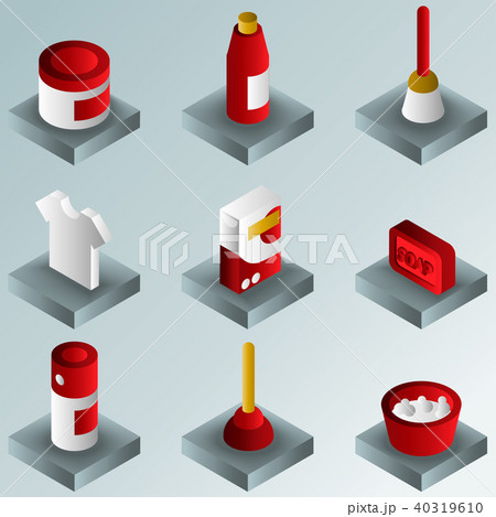 Cleaning color gradient isometric icons 40319610