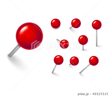 Realistic Detailed 3d Red Push Pins Different Angles Set. Vector 40325315