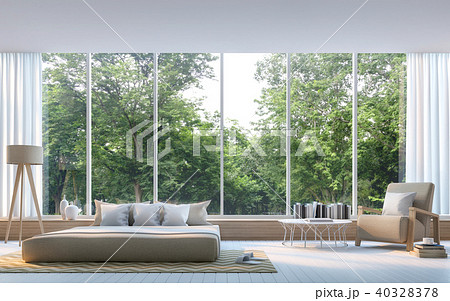 Modern bedroom with nature view 3d render 40328378