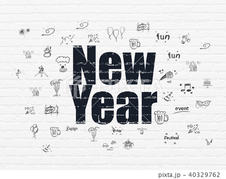 Holiday concept: New Year on wall background 40329762