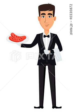 Handsome waiter wearing a professional uniform Handsome waiter wearing a professional uniform 40330872
