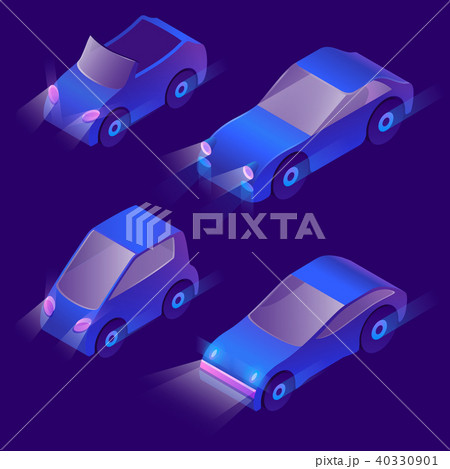 Vector 3d isometric urban transportation with headlights 40330901