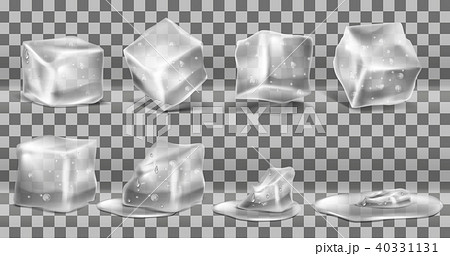 Vector set of cold solid ice cubes and melting 40331131