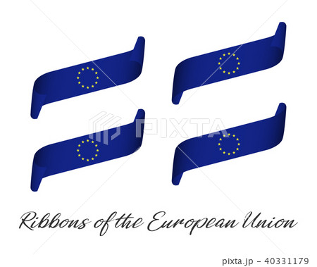 Set of four modern colored eu ribbons 40331179