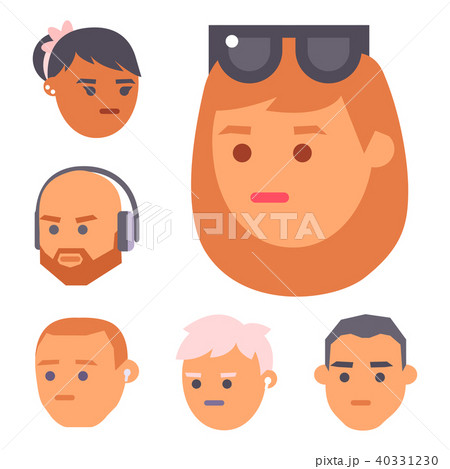 Eemotion vector people faces cartoon emotions avatar illustration. Woman and man emoji face icons 40331230