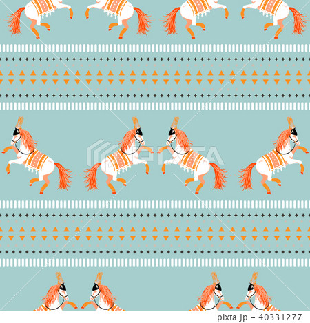 Circus horse tribal seamless vector blue pattern. Circus horse tribal seamless vector blue pattern. 40331277