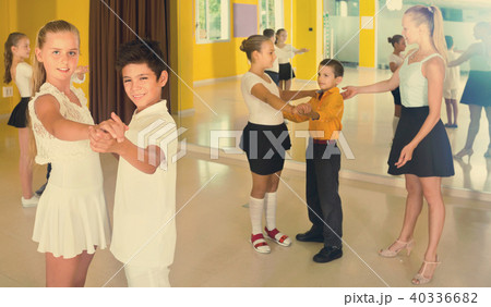 Group of children dancing tango in dance studio 40336682