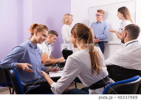 students talking with teacher and with each other students talking with teacher and with each other 40337989